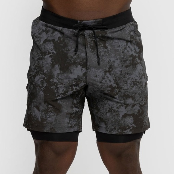 Lululemon Men’s License to Train Linerless Short Stippled Vista Dark Grey Multi - Picture 2 of 7